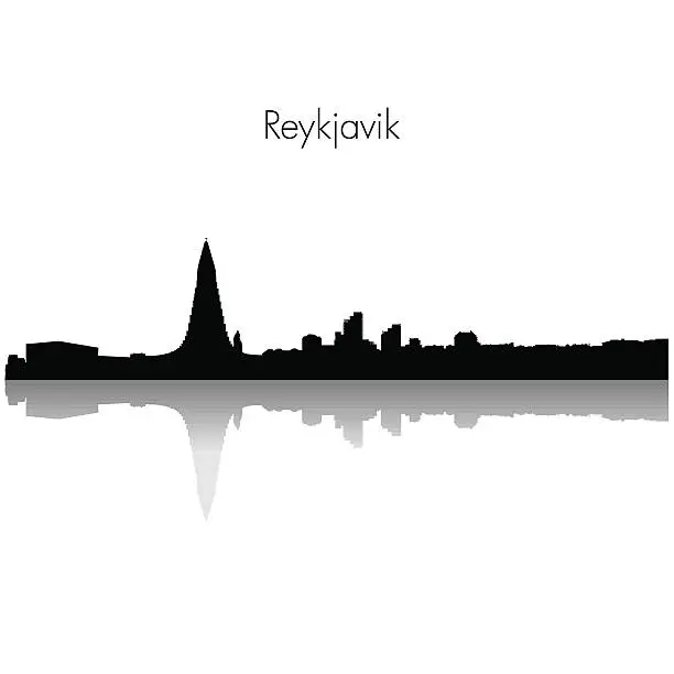 Vector illustration of Vector Reykjavik skyline silhouette.