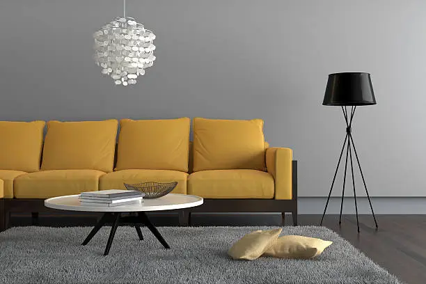 Photo of Contemporary  living room with yellow sofa