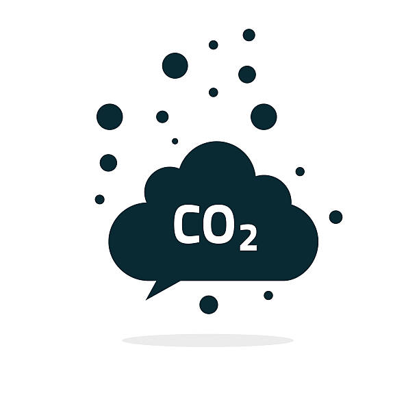 co2 выбросов облако значок вектор, углекислый газ испускает символ смога - air emissions stock illustrations