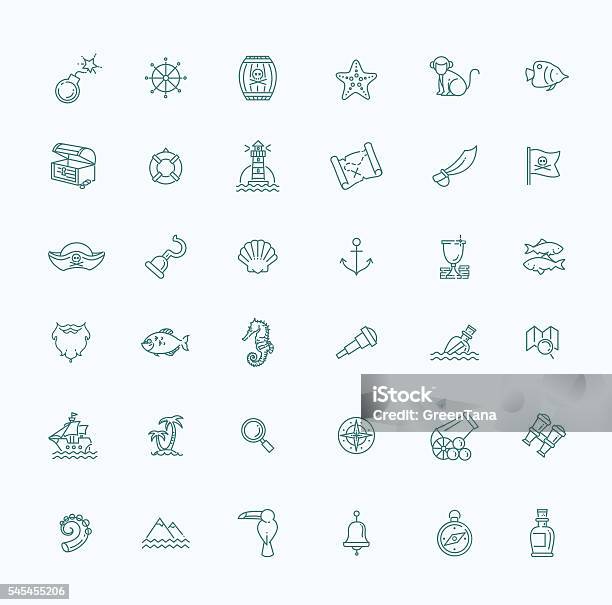 Pirates Icons Set Stock Illustration - Download Image Now - Treasure Chest, Icon Symbol, Map