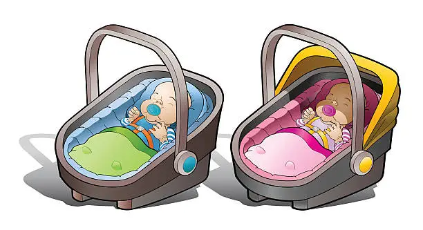 Vector illustration of Two baby car seat