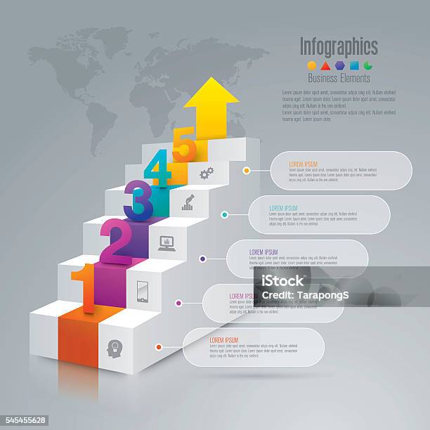 Staircase Infographic Design Vector And Business Icons Stock Illustration - Download Image Now