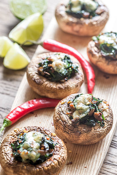 istock Baked mushrooms stuffed with spinach and cheese 545455980