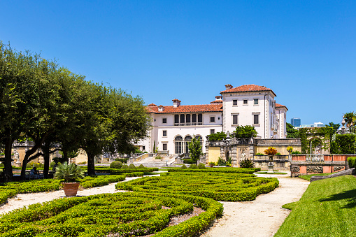 Miami, United States - August 24, 2014: Vizcaya, Floridas grandest residence, once belongs to millionaire industrialist James Deering, is in downtown Miami, Florida, USA.