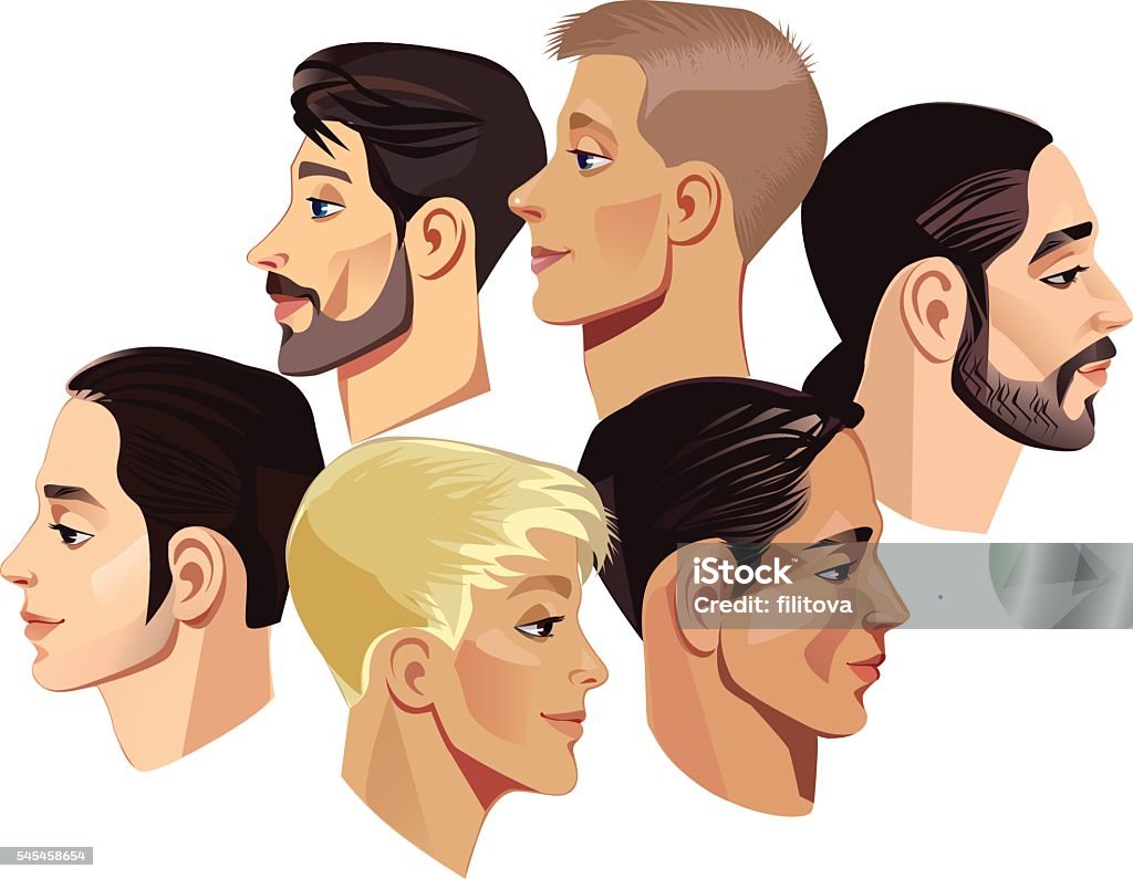 faces of men in profile vector illustration of faces men in profile Men stock vector