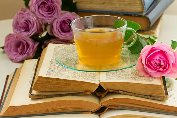 istock Cup of tea with books 545461222