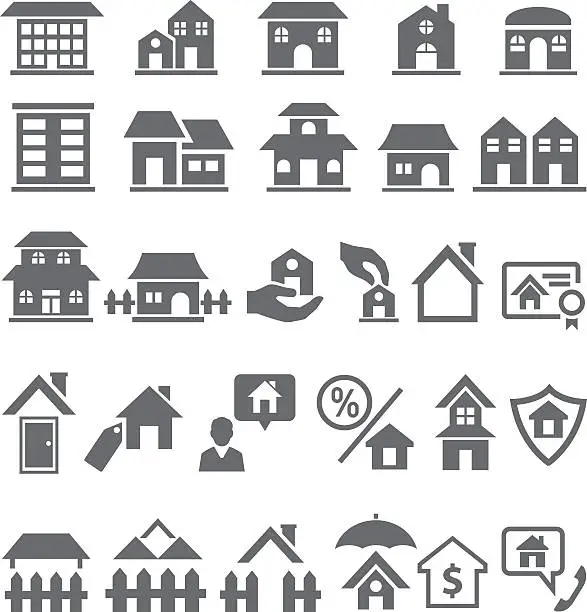 Vector illustration of Home icon set