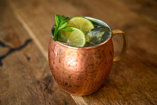 istock Moscow mule cocktail in a metal copper mug 545462610