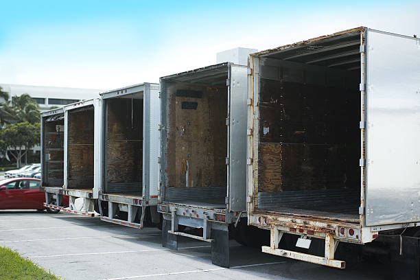 Five Empty Semi Truck From Miami Florida USA stock photo