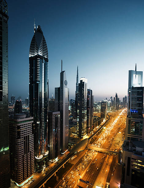 istock Dubai skyline in sunset time, United Arab Emirates 545463696