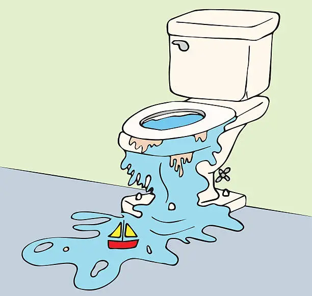 Vector illustration of Overflowing toilet