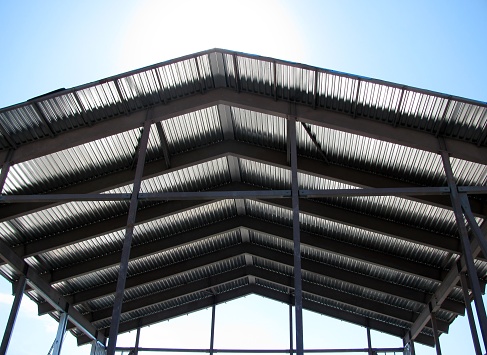 Corrugated roof for storage or pavilion