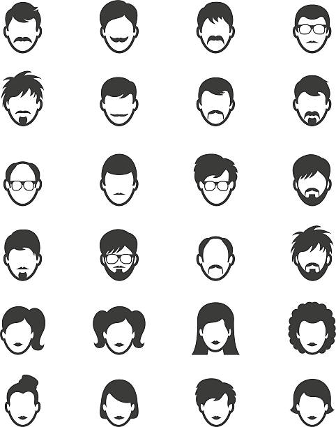 люди иконки  - men hairdresser human hair hairstyle stock illustrations