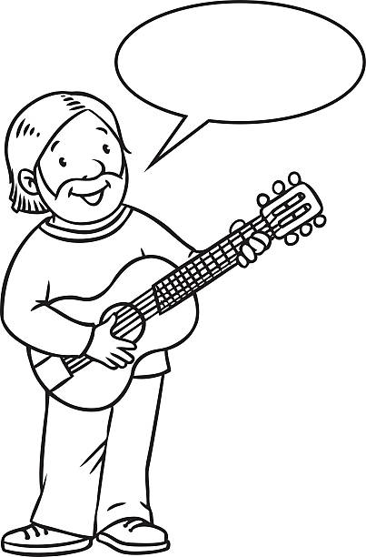 забавная музыкант или гитарист. книга-раскраска - alphabetical order child illustration and painting playing stock illustrations