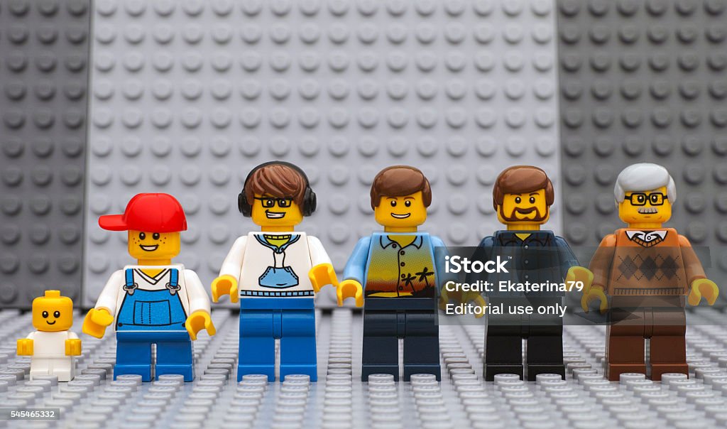 Six Lego Man Minifigures Of Different Age Stock Photo - Download Image Now  - Figurine, Backgrounds, Human Representation - iStock
