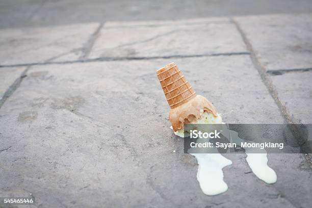 Ice Cream On The Ground Stock Photo - Download Image Now - Falling, Melting, Spilling