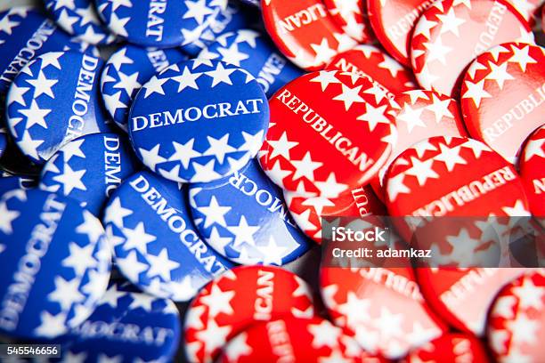 Election Vote Buttons Stock Photo - Download Image Now - Democratic Party - USA, US Republican Party, USA