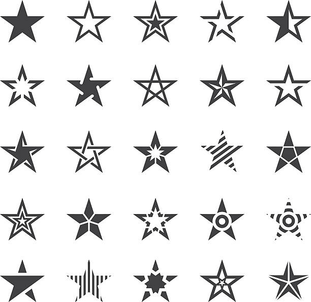 ilustrações de stock, clip art, desenhos animados e ícones de star shape icons - illustration - stars vector