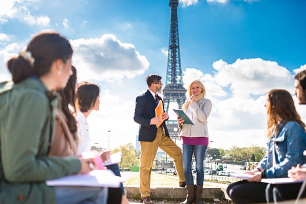 istock Happy student in paris during the lesson 545551694
