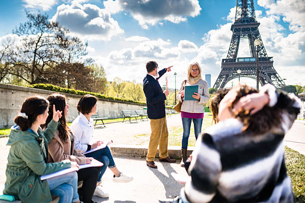 istock Happy student in paris during the lesson 545551818