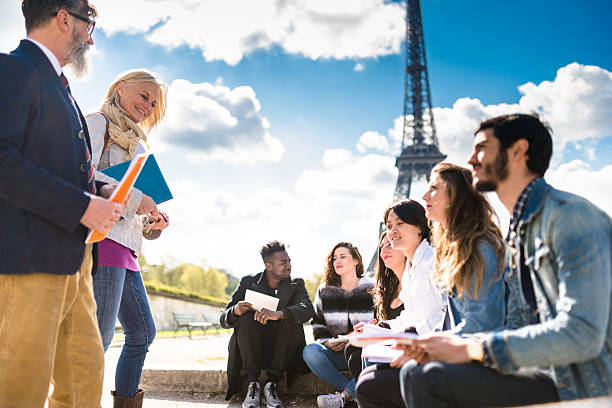 istock Happy student in paris during the lesson 545551898