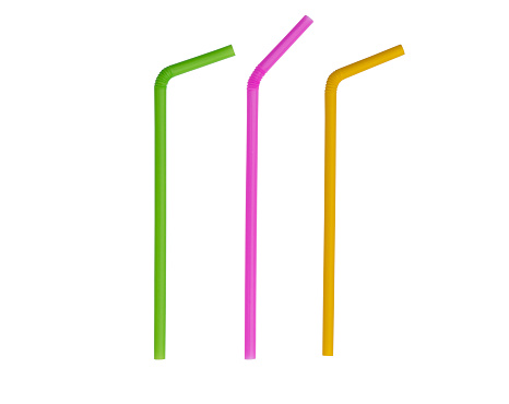 Colorful drinking straws isolated on white