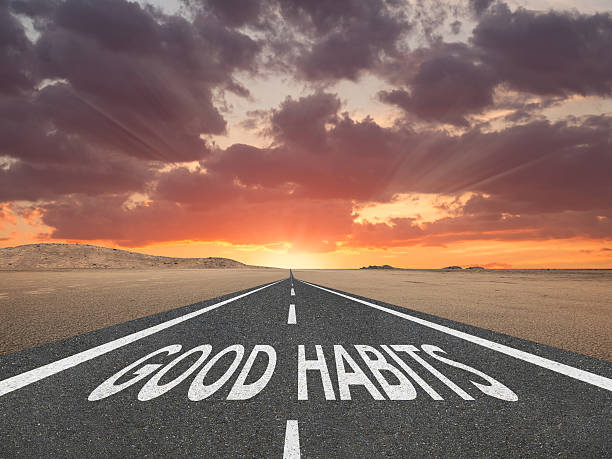 istock Good Habits text on highway success concept 545556752