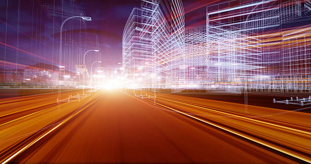 istock Urban highway traffic at night 545558658