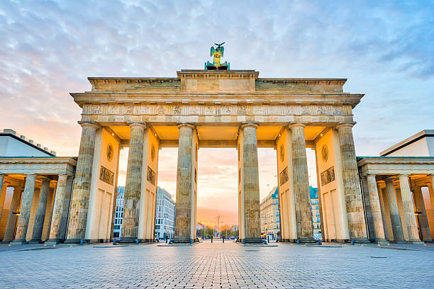 istock Brandenburg Gate with the sunrise in Berlin, Germany 545559612