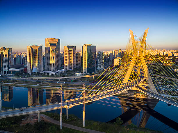 istock Famous cable stayed bridge at Sao Paulo city. 545560140