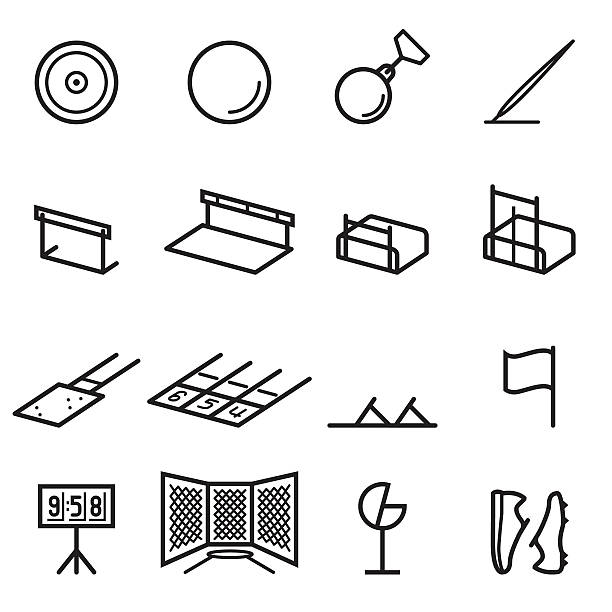 leichtathletik-symbole - javelin stock-grafiken, -clipart, -cartoons und -symbole