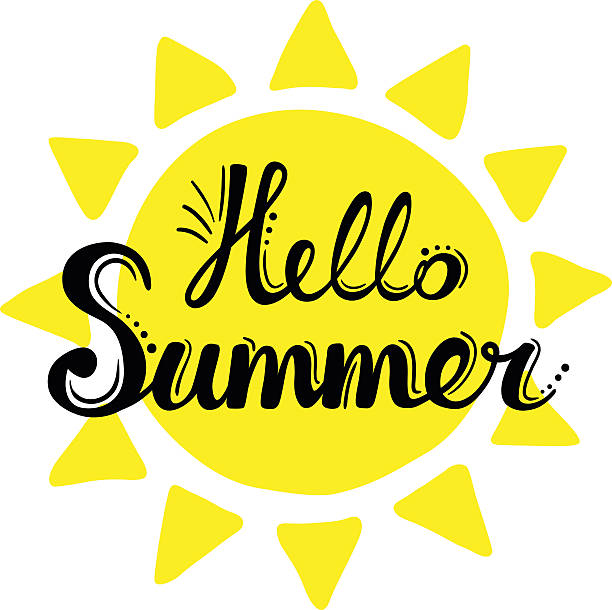 istock Lettering hello summer on the background of the sun. 545564354
