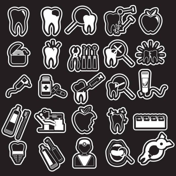 白いステッカーの歯科医 - dentist dentist office silhouette dentists chair点のイラスト素材／クリップアート素材／マンガ素材／アイコン素材