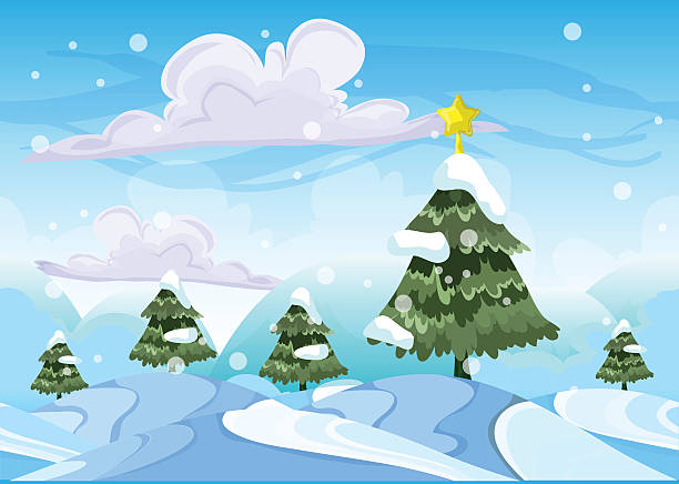 ilustrações de stock, clip art, desenhos animados e ícones de seamless cartoon vector snow landscape with separated layers - nature backgrounds video