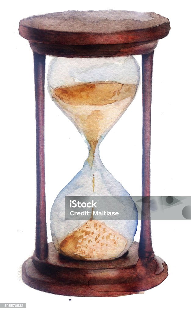 watercolor sketch: hourglass on a white background Hourglass stock illustration
