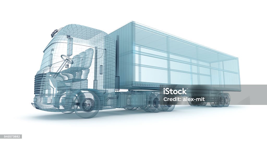 Truck with cargo container, wire model. 
Truck with cargo container, wire model. My own design Truck Stock Photo