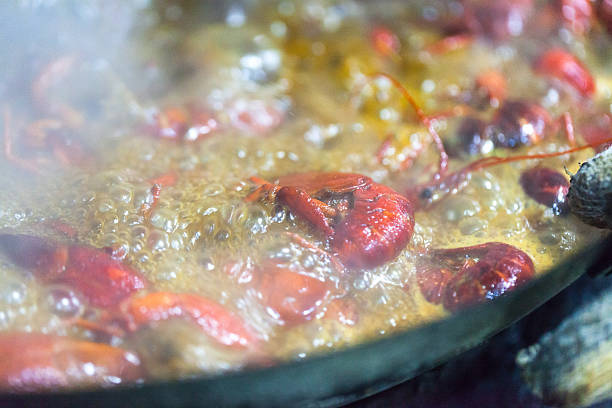 Chinese small lobster stir frying with chili