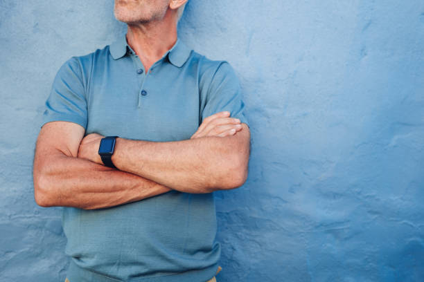 istock Mature man wearing smart watch 545574876