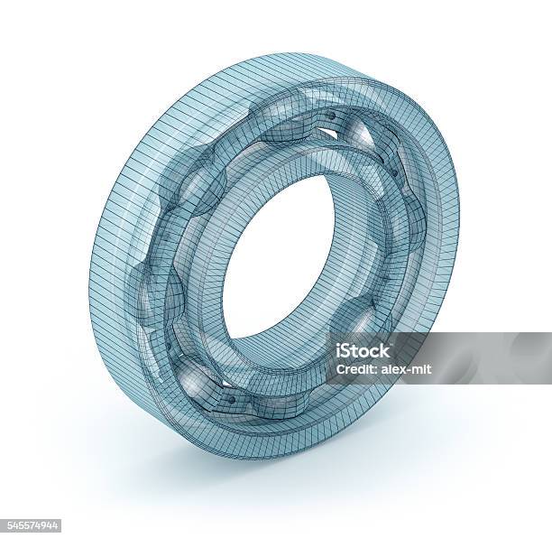 Wire Bearing Design Isolated On White Stock Photo - Download Image Now - Three Dimensional, Machine Part, Plan - Document