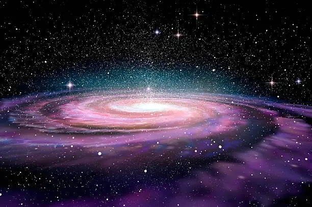 Photo of Spiral Galaxy in deep spcae, 3D illustration