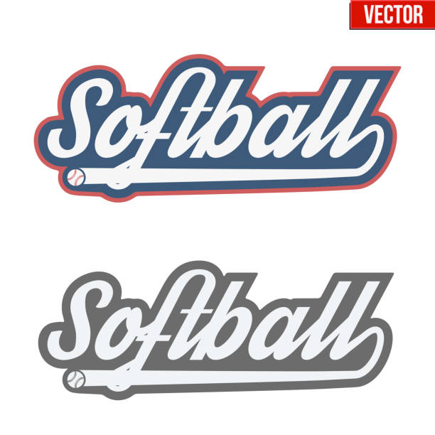 Vintage softball labels and badges Vintage softball labels and badges. Symbol of sport or club with shield and tag. Vector Illustration isolated on white background. softball stock illustrations