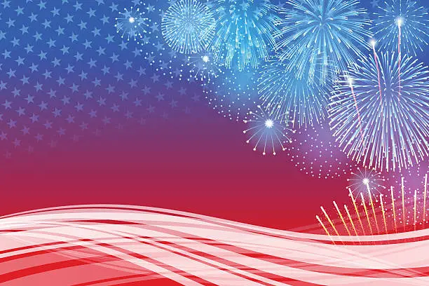 Vector illustration of Independence Day background[Fireworks]