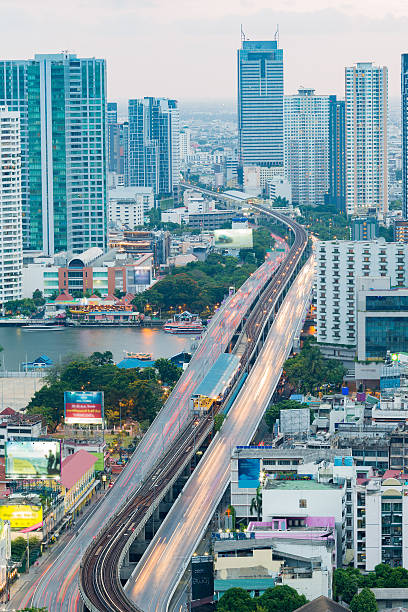 istock Long exposure, aerial view city road 545582266