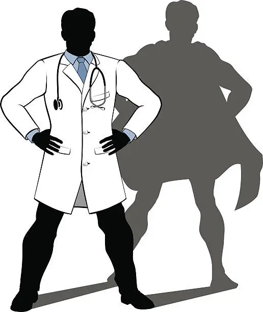 Vector illustration of Doctor Super Hero Silhouette