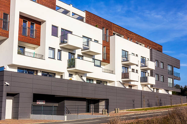 istock Modern white apartment building, Warsaw, Poland 545584070