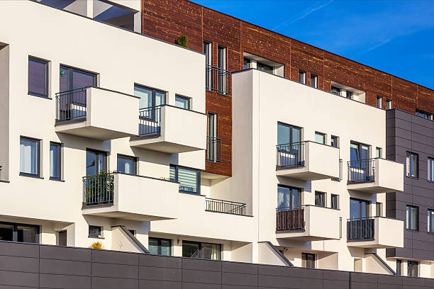 istock Modern white apartment building, Warsaw, Poland 545584646