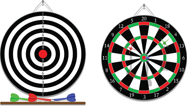 Darts game Vector two sides of darts game Dartboard stock illustrations