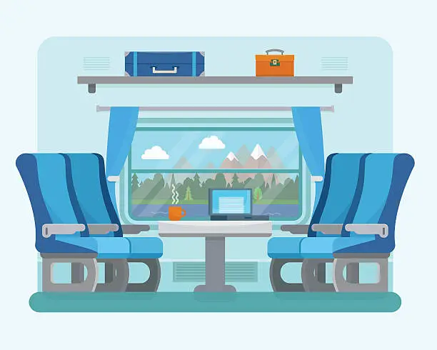 Vector illustration of Passenger train inside.