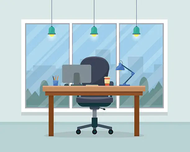 Vector illustration of Workplace in office