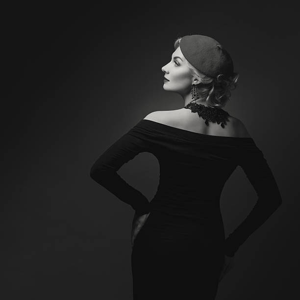 istock Retro style beautiful lady in dress 545585896